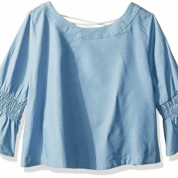 Maddie Other - 6 for $5...Maddie Chambray Top Ruffle Sleeves NWT